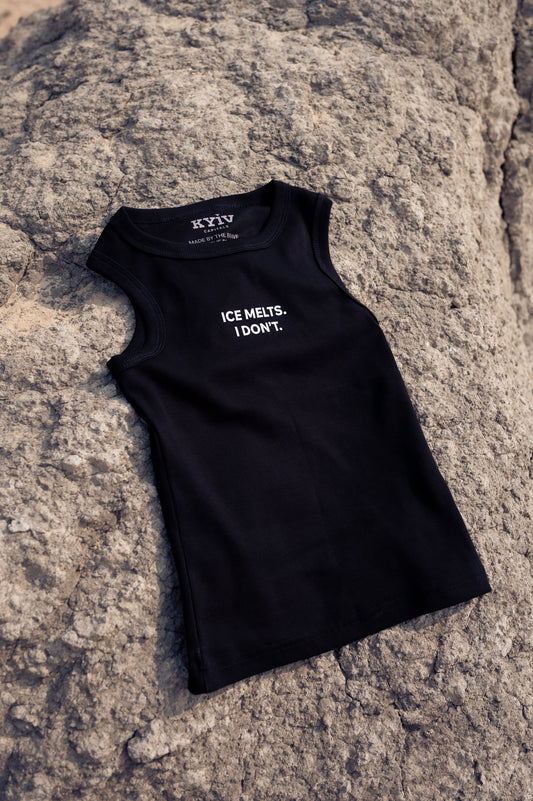 Чорний топ “Ice melts, I don't”