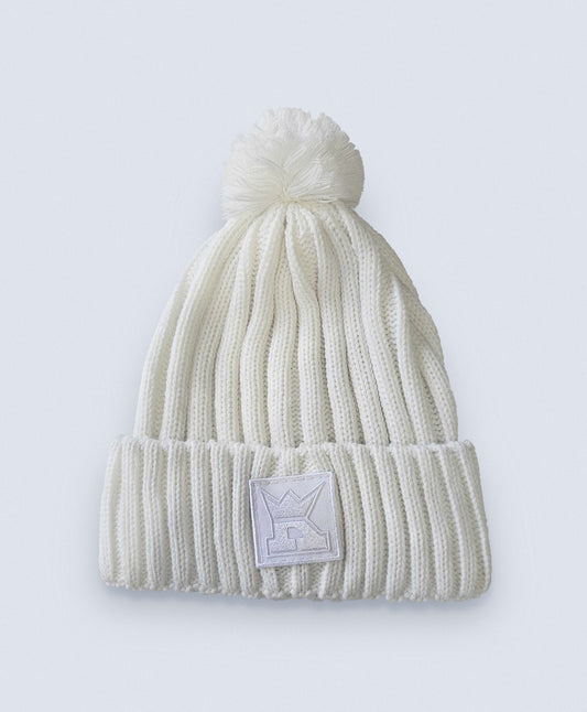 White Hat with Pompon and Logo